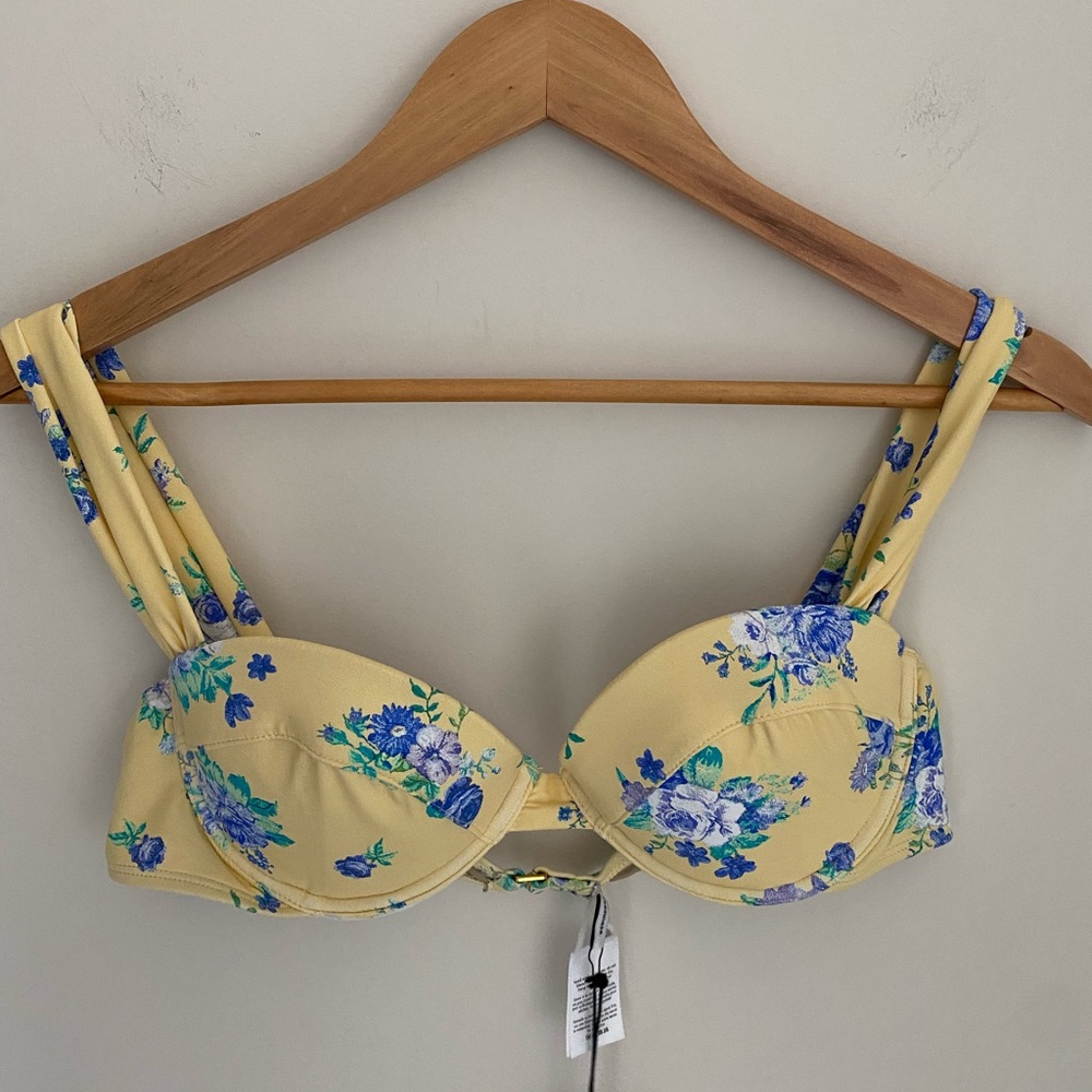 🌼 We Wore What yellow floral bathing suit top